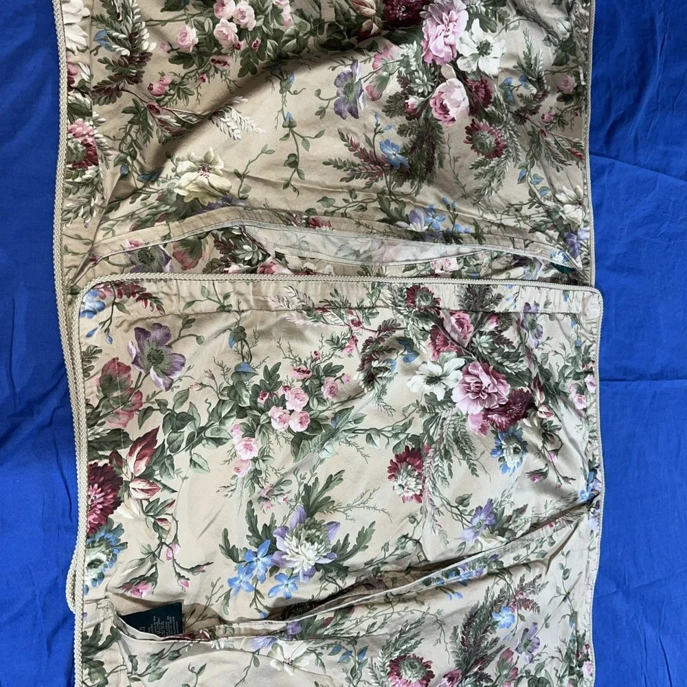 Vintage Ralph Lauren ADRIANA Floral Pillow Shams Cotton European Size Set Of 2